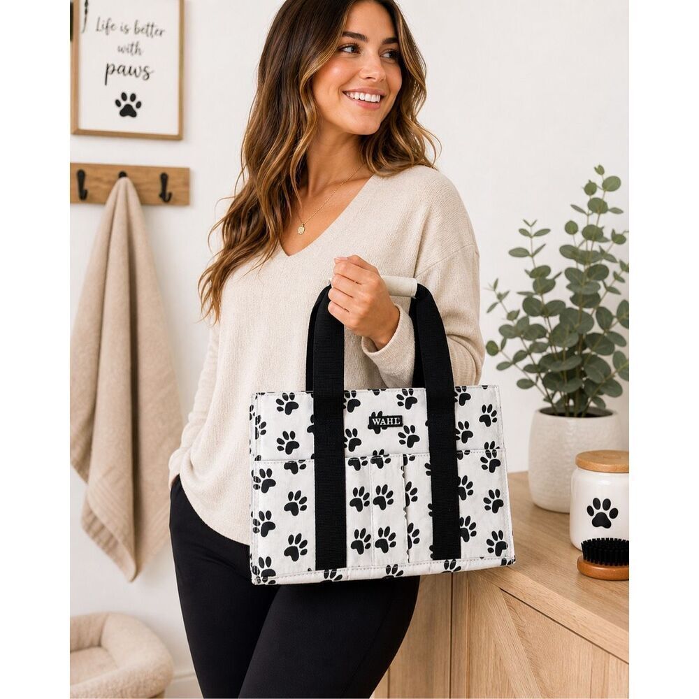 WAHL Paw Print Grooming Tote Bag Pet Supplies Organizer Utility Carry Caddy